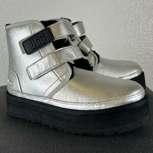 UGG Women’s Neumel Platform Leather Boots Womens Metallic Size 6